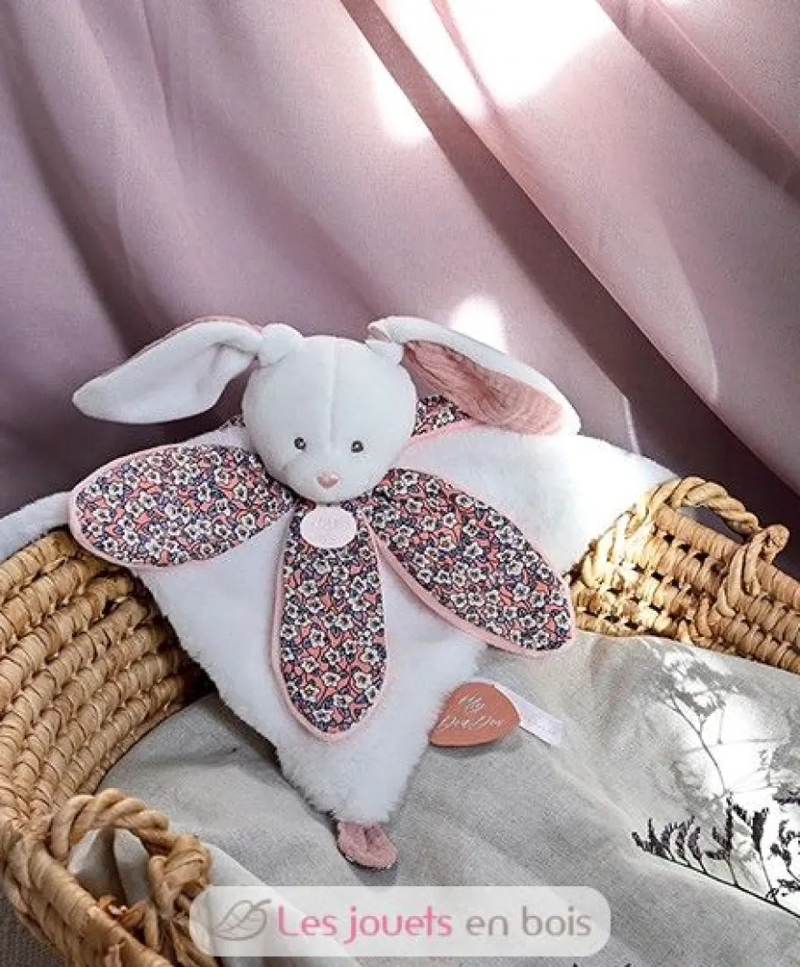 Doudou pétale lapin rose Boh'aime 27 cm - Doudou et Compagnie