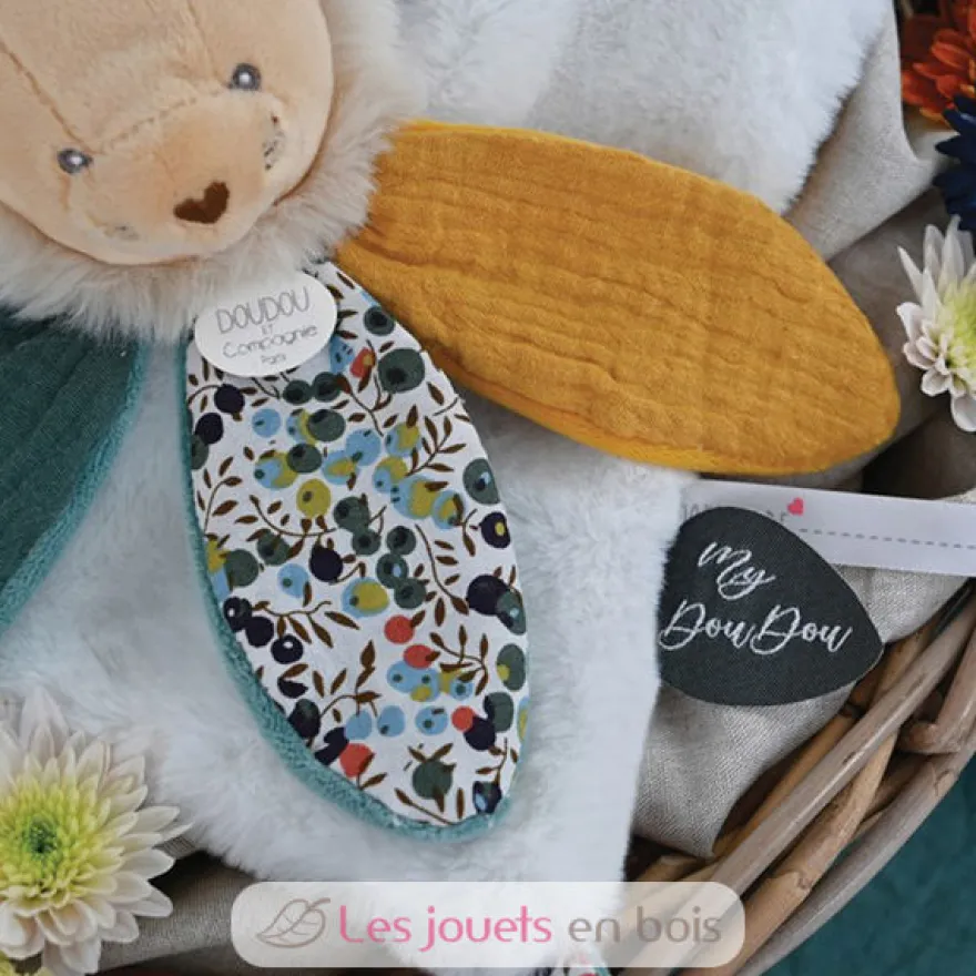 Doudou pétale lion blanc Boh'aime 27 cm - Doudou et Compagnie