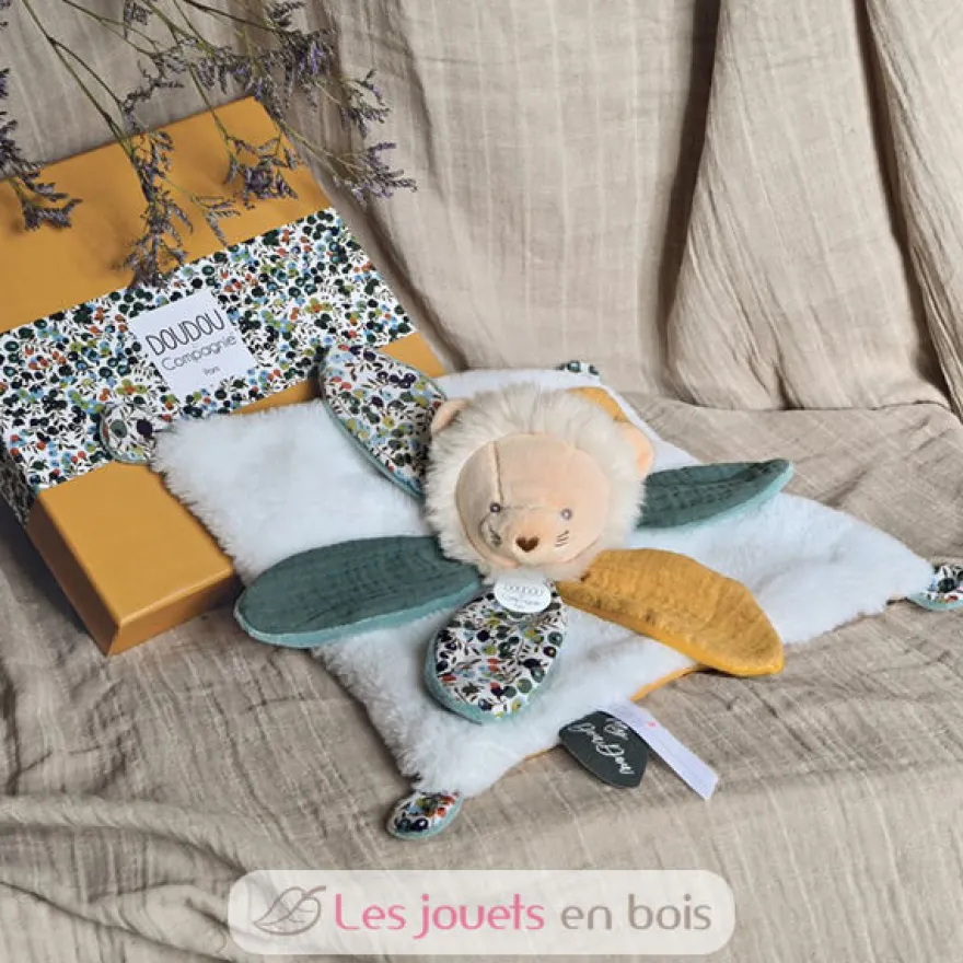 Doudou pétale lion blanc Boh'aime 27 cm - Doudou et Compagnie