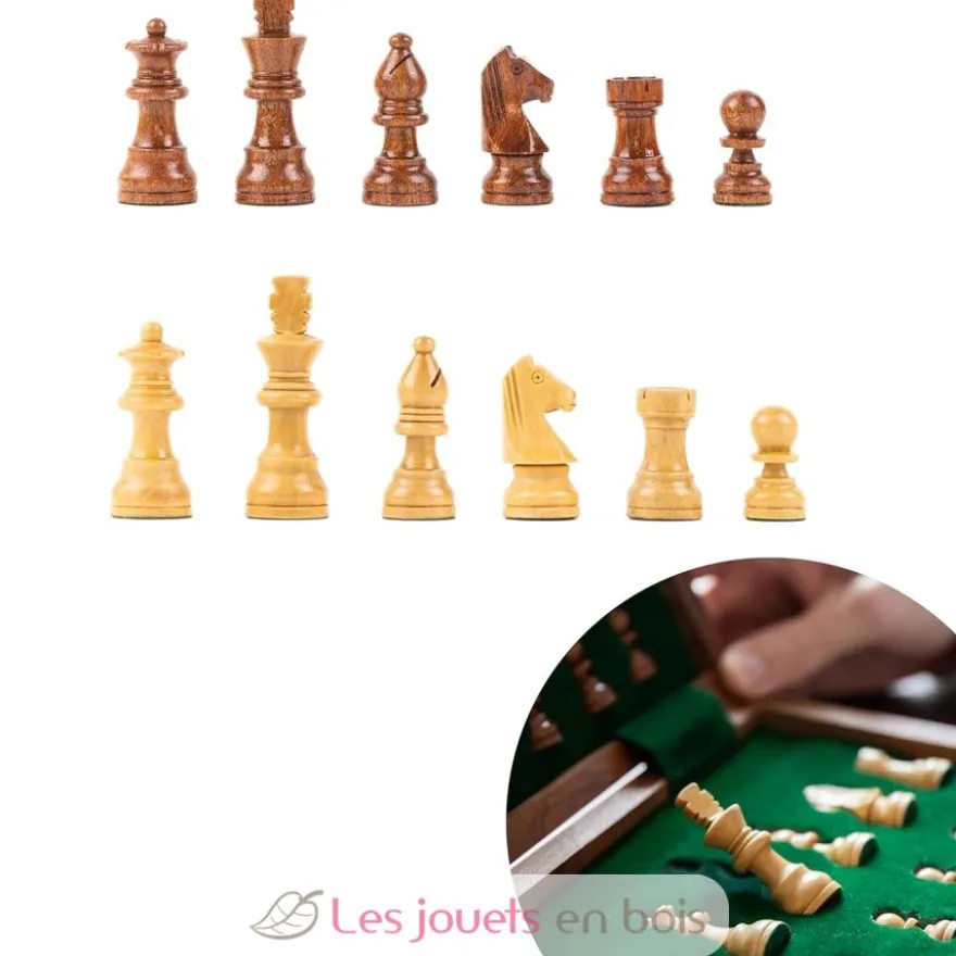 Echiquier pliant magnétique 30 cm Roi 56 mm - Bois - Wilson Jeux