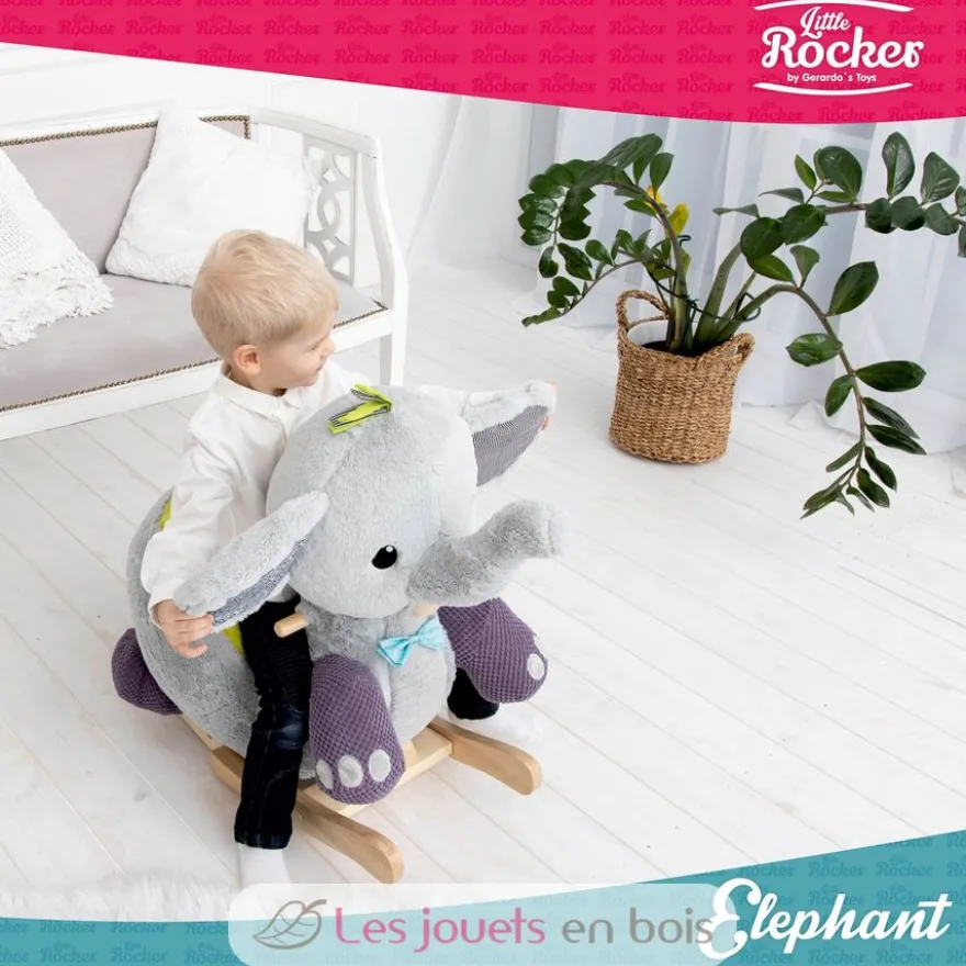 Eléphant à bascule gris - Gerardo's Toys