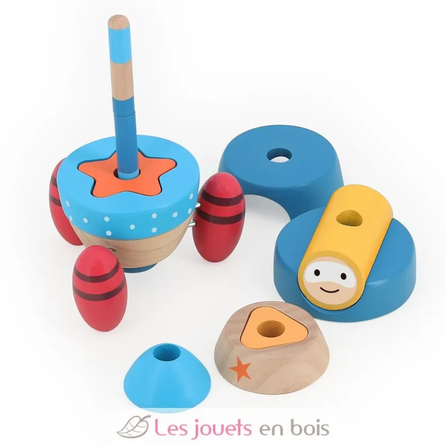 Empilable surprise Fusée en bois bleue - Vilac