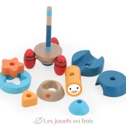 Empilable surprise Fusée en bois bleue - Vilac