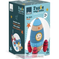 Empilable surprise Fusée en bois bleue - Vilac