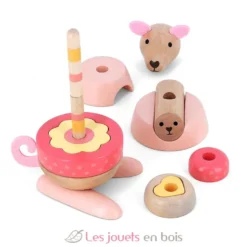 Empilable surprise Kangourou en bois rose - Vilac