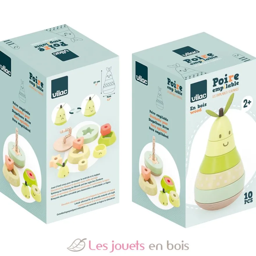 Empilable surprise Poire en bois verte - Vilac