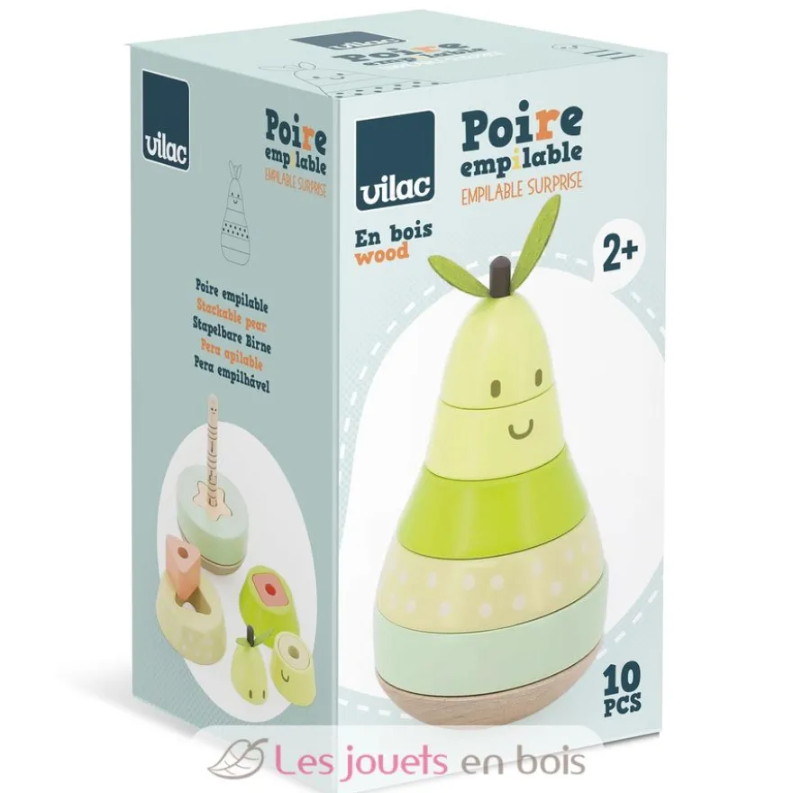 Empilable surprise Poire en bois verte - Vilac