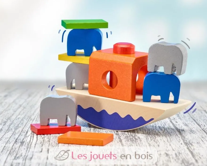 Empil'eléphants jeu d'équilibre en bois - Selecta