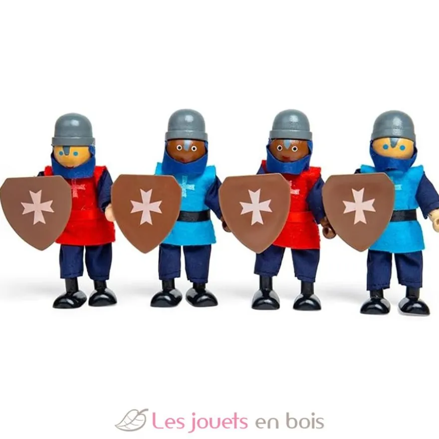 Ensemble de 4 figurines en bois Chevaliers médiévaux - Bigjigs Toys
