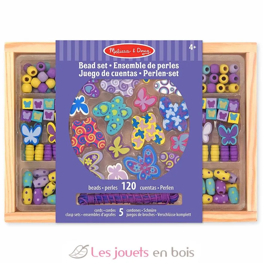 Ensemble de perles en bois Papillons - Melissa & Doug