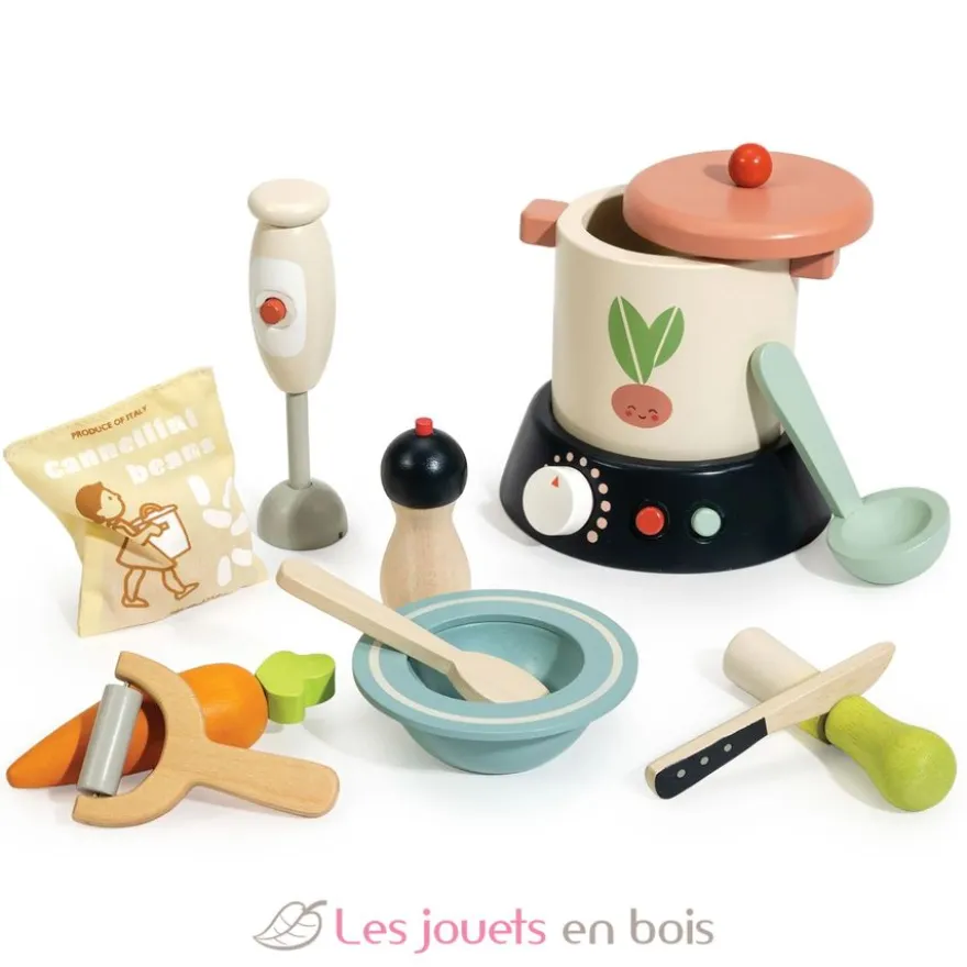Ensemble en bois pour préparer et servir la soupe - Tender Leaf Toys