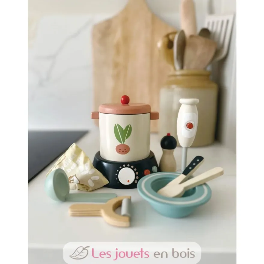 Ensemble en bois pour préparer et servir la soupe - Tender Leaf Toys