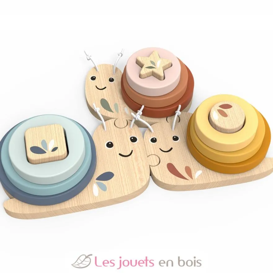 Escargot des formes en bois - Speedy Monkey