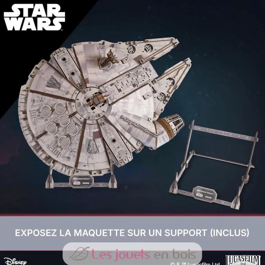 Faucon Millenium Star Wars - Puzzle 3D mécanique en bois - Ugears