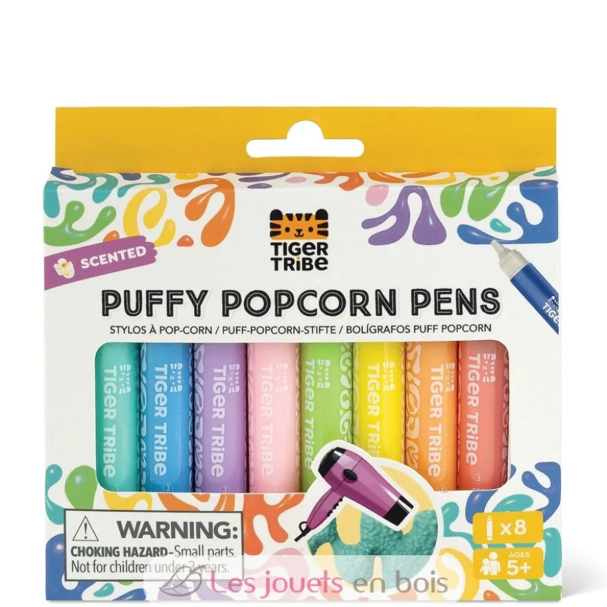 Feutres effet popcorn en relief - 8 couleurs - Tiger Tribe