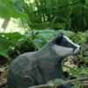 Figurine blaireau en bois noir et blanc - Wudimals