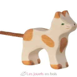 Figurine Chat, marron et blanc - Holztiger