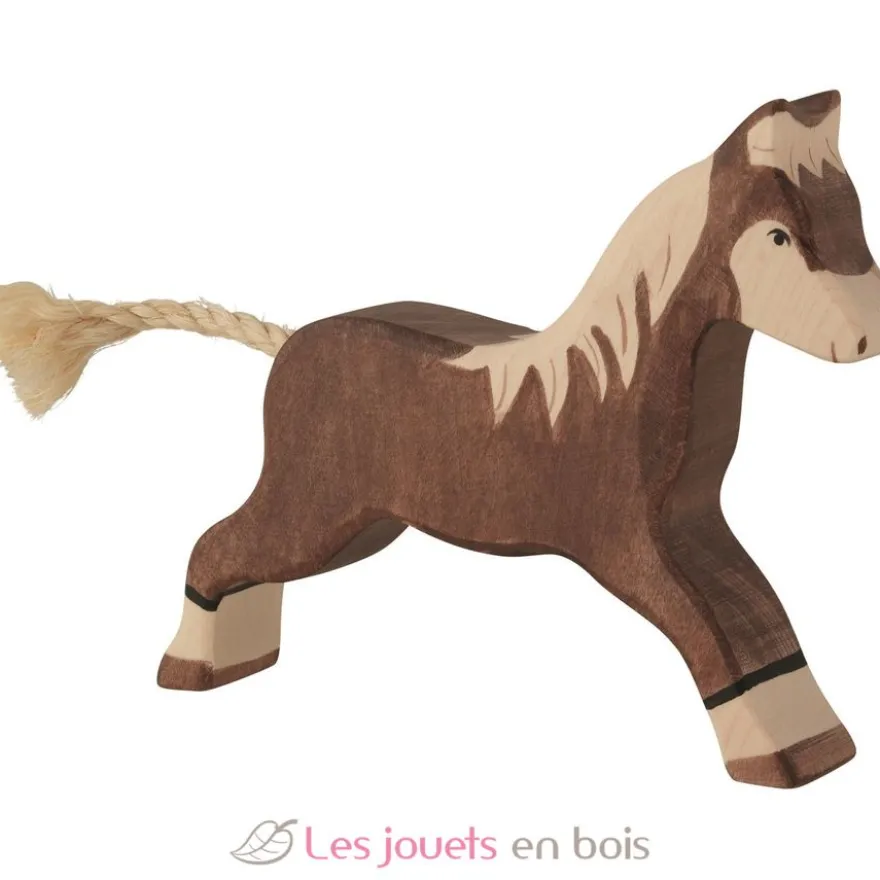 Figurine Cheval au galop, marron - Holztiger