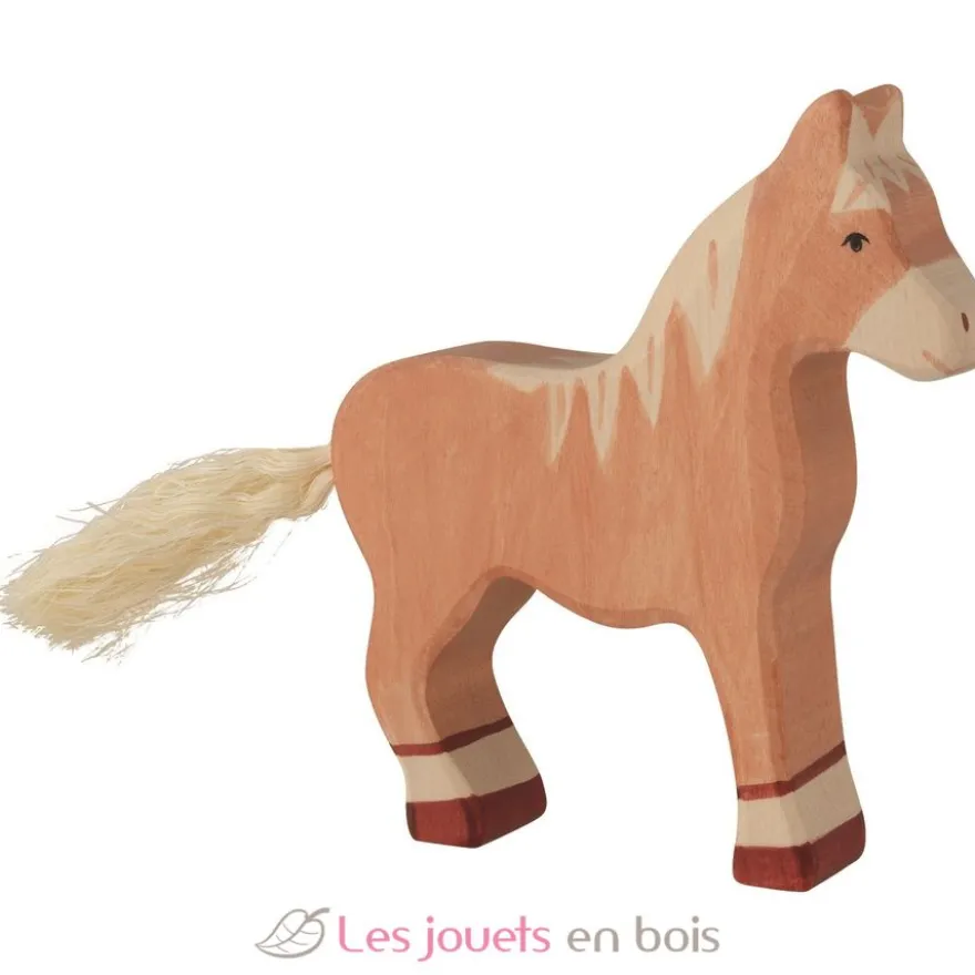 Figurine Cheval debout, marron clair - Holztiger