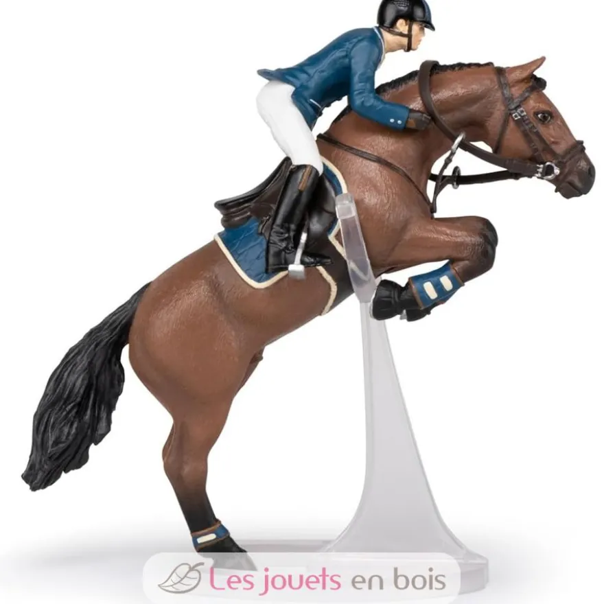 Figurine Cheval de saut d'obstacle et son cavalier - Papo