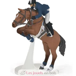Figurine Cheval de saut d'obstacle et son cavalier - Papo