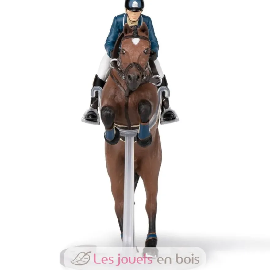Figurine Cheval de saut d'obstacle et son cavalier - Papo