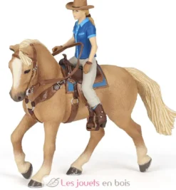 Figurine Cheval western et sa cavalière - Papo