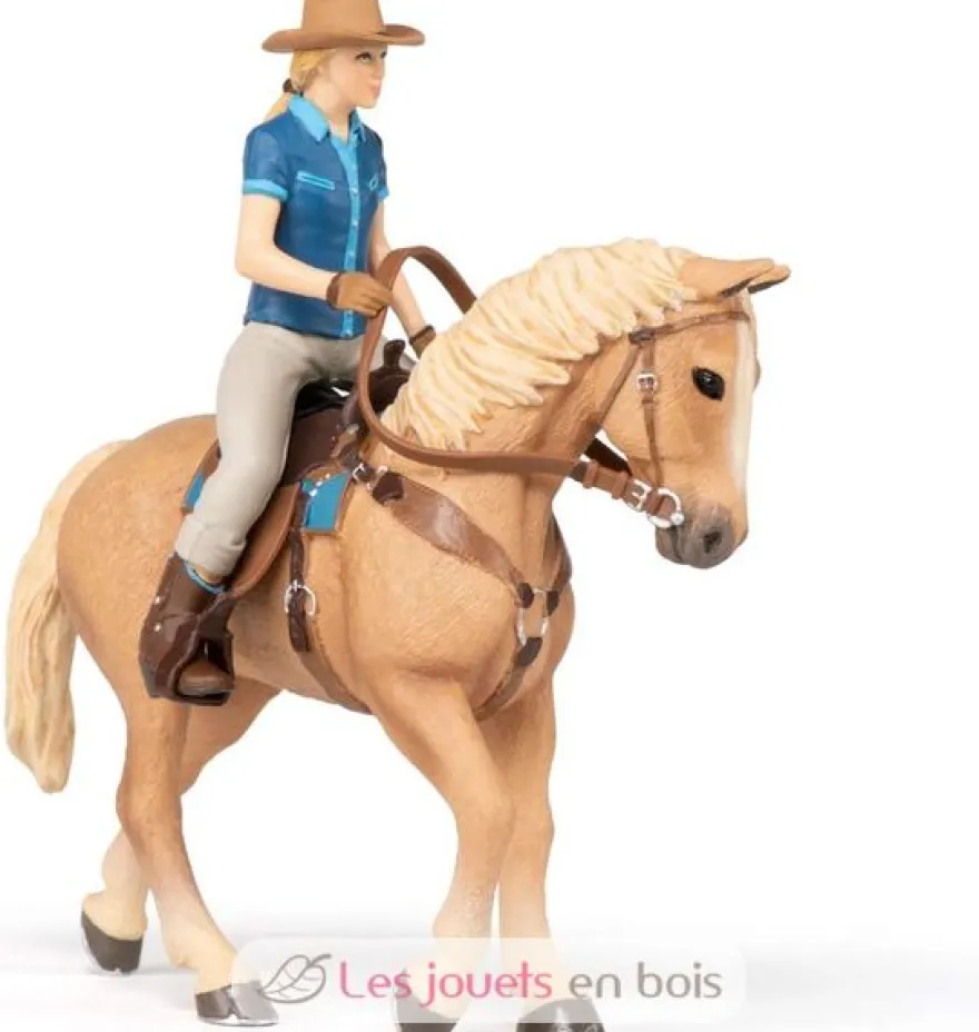 Figurine Cheval western et sa cavalière - Papo