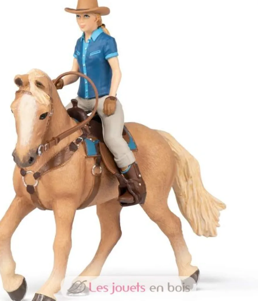 Figurine Cheval western et sa cavalière - Papo