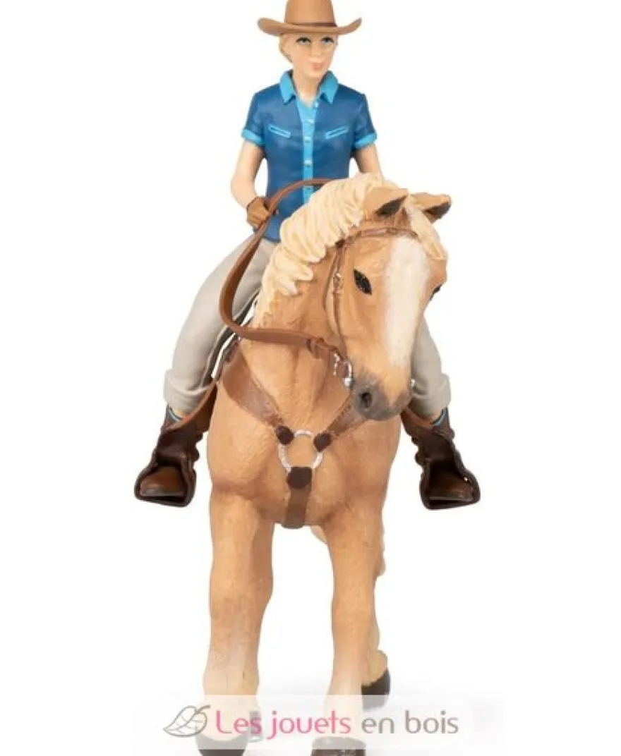 Figurine Cheval western et sa cavalière - Papo