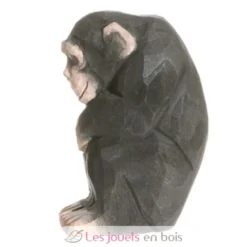 Figurine Chimpanzé en bois gris noir - Wudimals