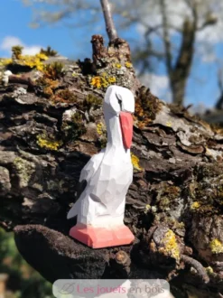 Figurine Cigogne en bois blanc - Wudimals