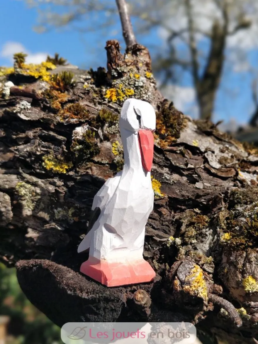Figurine Cigogne en bois blanc - Wudimals