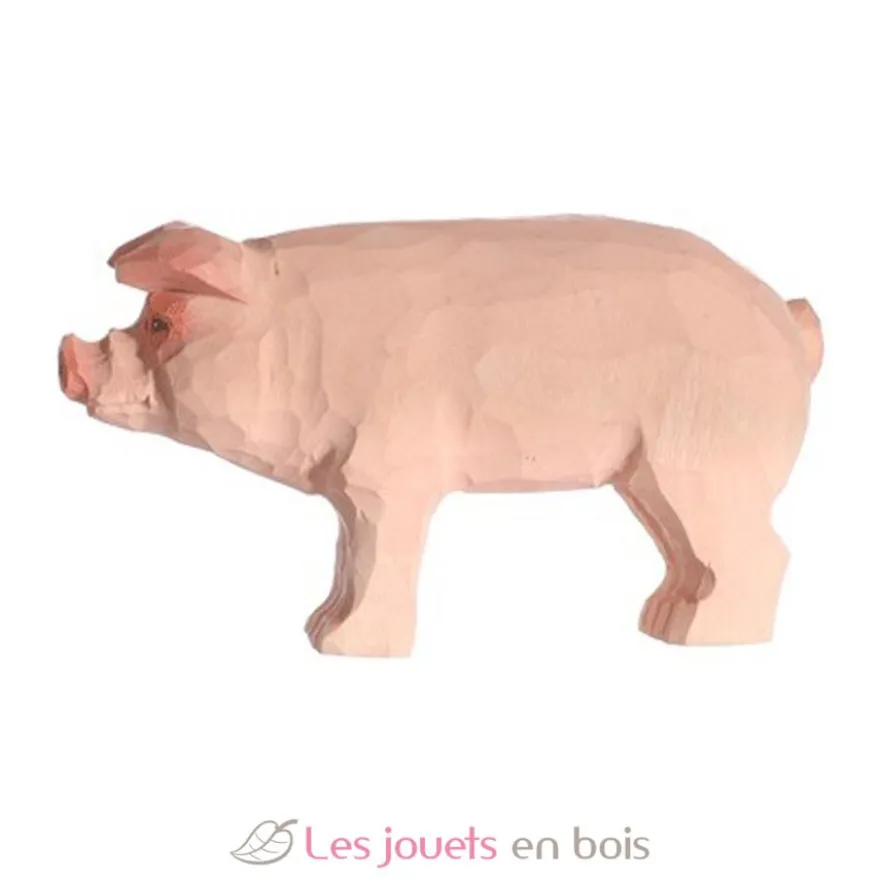 Figurine Cochon en bois rose - Wudimals