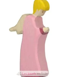 Figurine Crèche de Noël - Ange debout rose - Holztiger