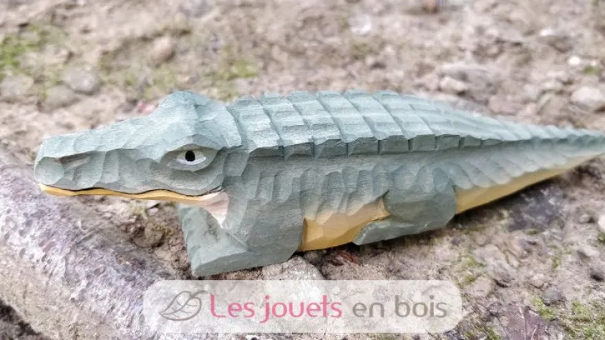 Figurine Crocodile en bois vert gris - Wudimals
