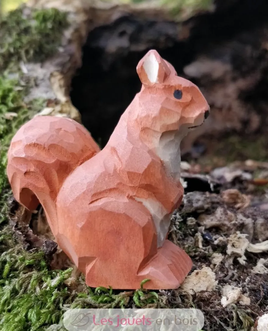 Figurine écureuil roux en bois marron - Wudimals