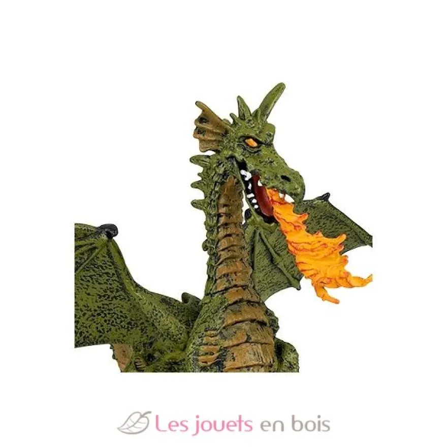 Figurine Dragon ailé vert avec flamme - Papo