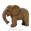 Figurine Eléphanteau en bois, marron gris - Wudimals