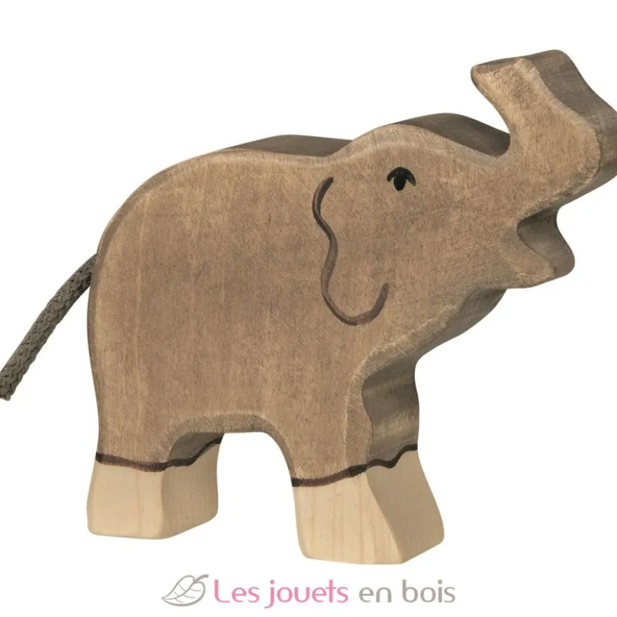 Figurine Eléphanteau, trompe haute - Holztiger