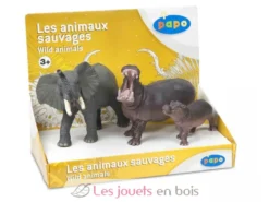 Figurine Eléphant, hippopotame et son petit - Papo