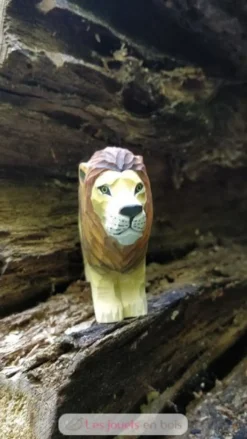 Figurine Lion en bois, beige marron - Wudimals