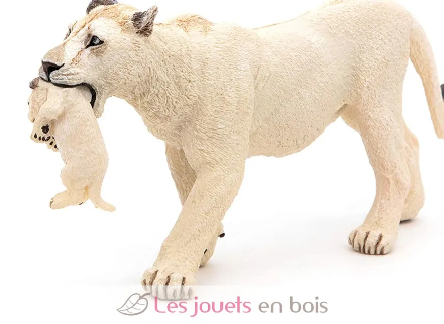 Figurine Lionne blanche avec son bébé lionceau - Papo