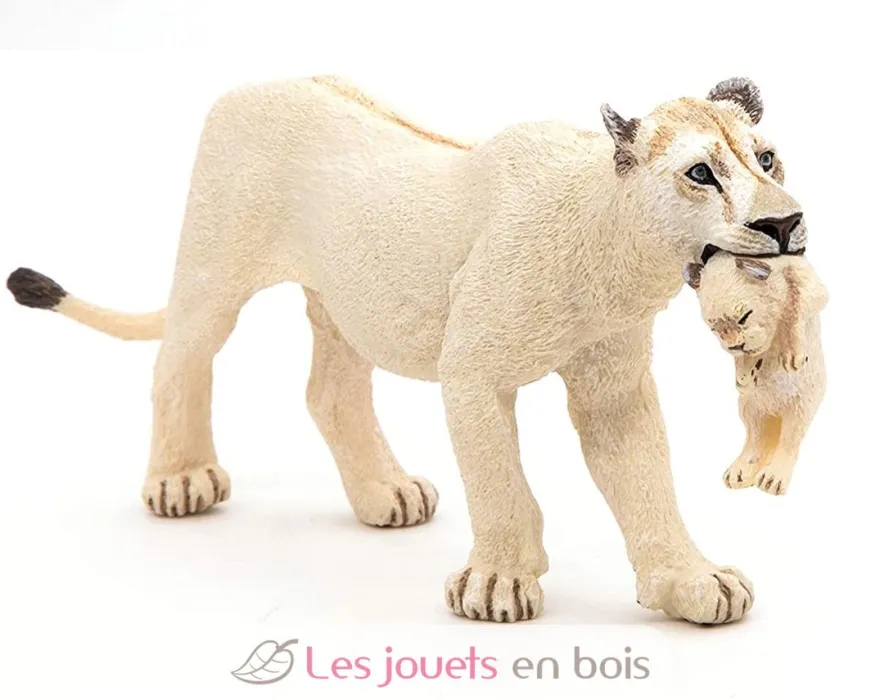 Figurine Lionne blanche avec son bébé lionceau - Papo
