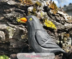 Figurine Merle en bois noir - Wudimals