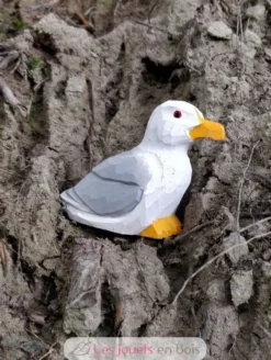 Figurine mouette en bois blanche - Wudimals