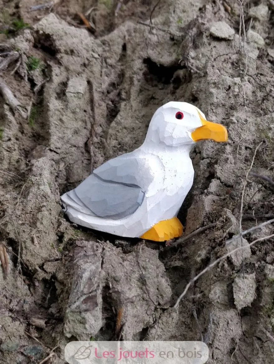 Figurine mouette en bois blanche - Wudimals