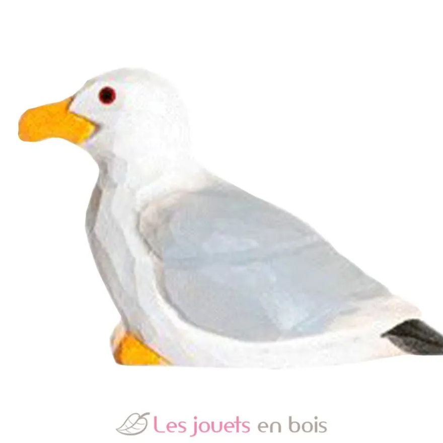 Figurine mouette en bois blanche - Wudimals