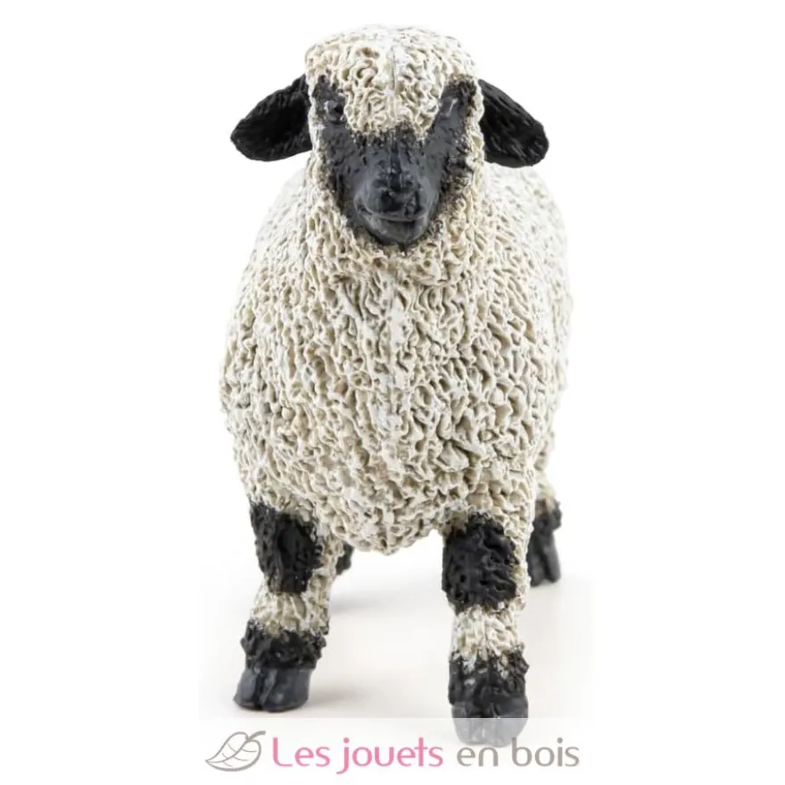 Figurine Mouton nez noir du Valais noir et blanc - Papo