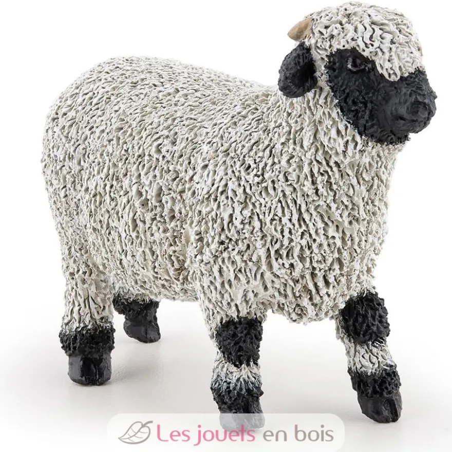 Figurine Mouton nez noir du Valais noir et blanc - Papo